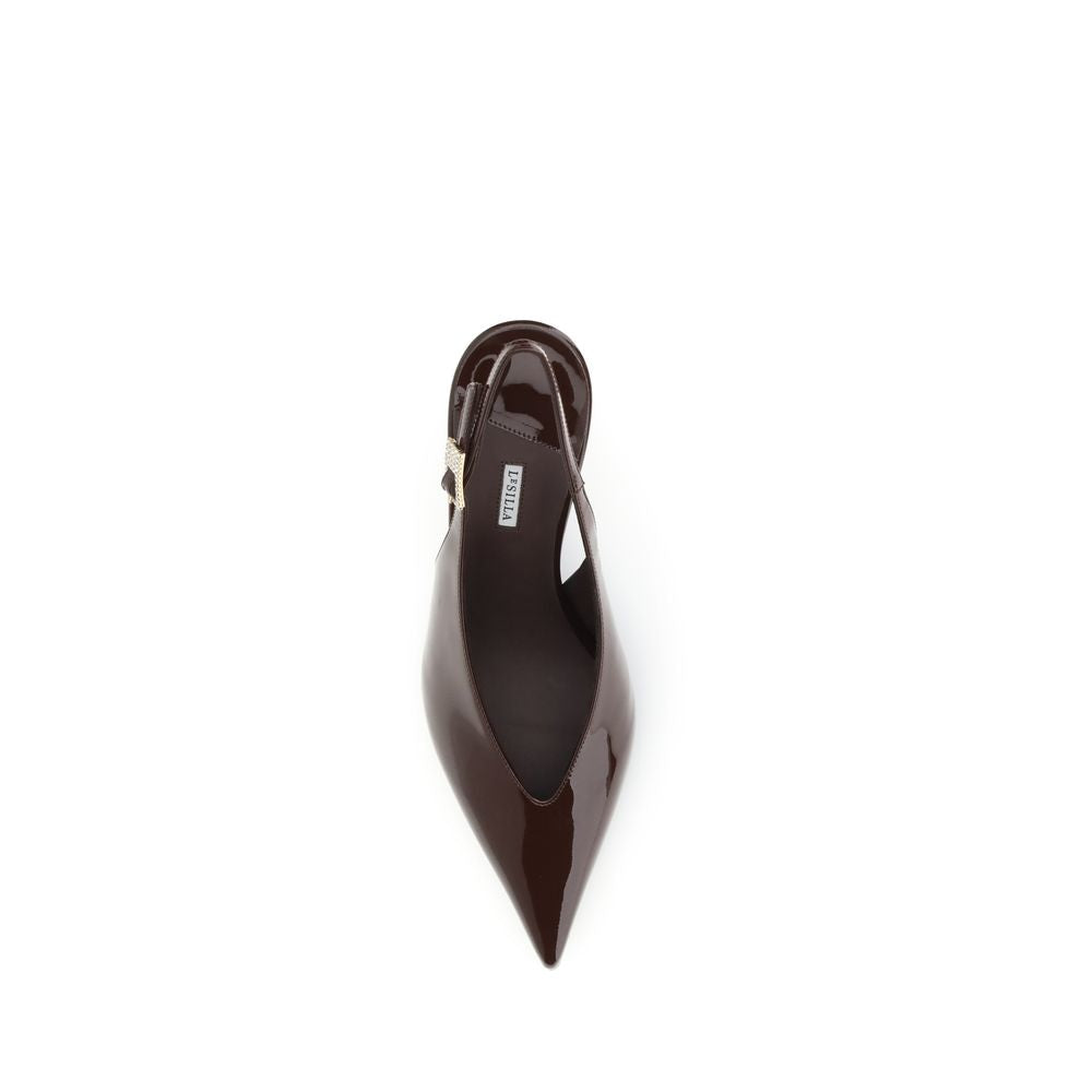 LE SILLA Brown Calf Leather Bos Taurus High Heel Pumps