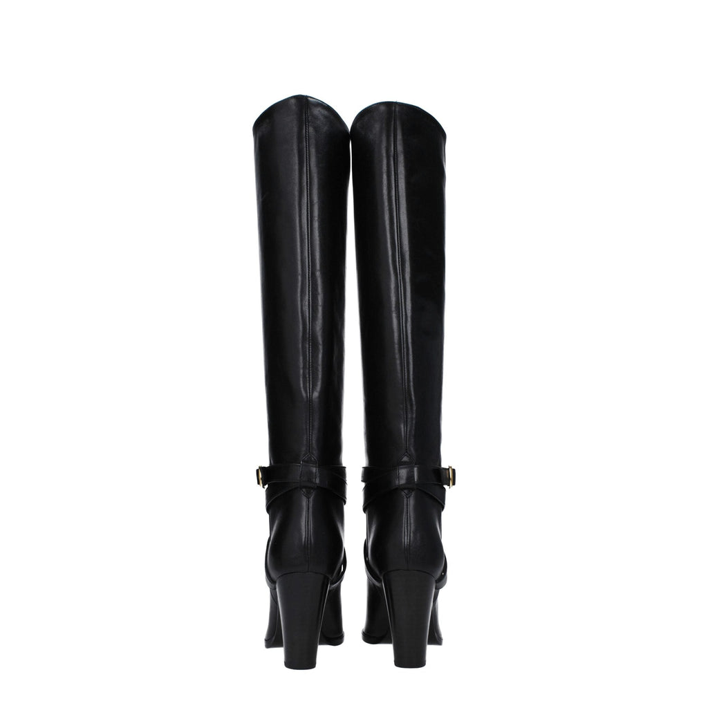 Celine Black Leather High Heel Boots