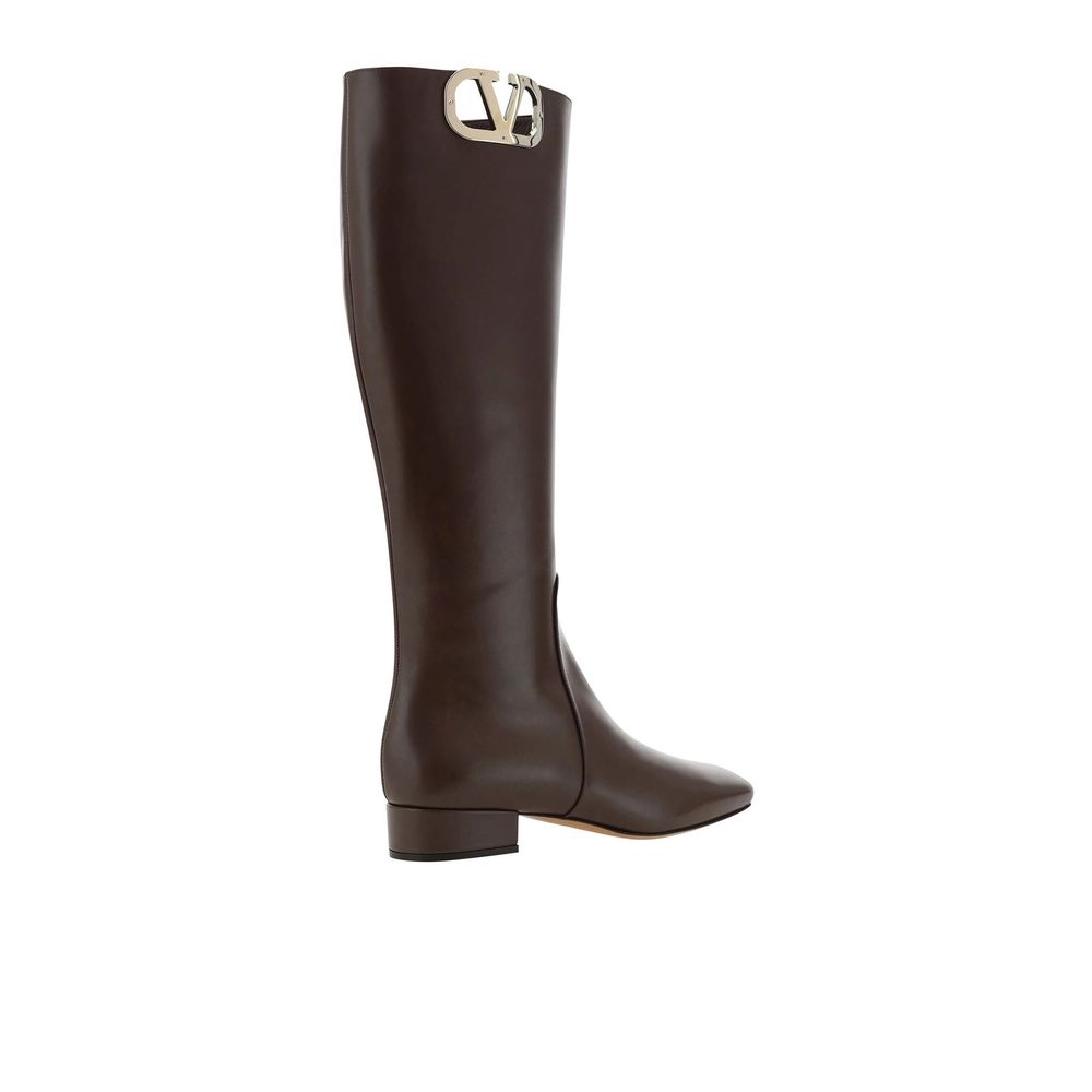 Valentino Garavani Brown Calfskin Flat Boots