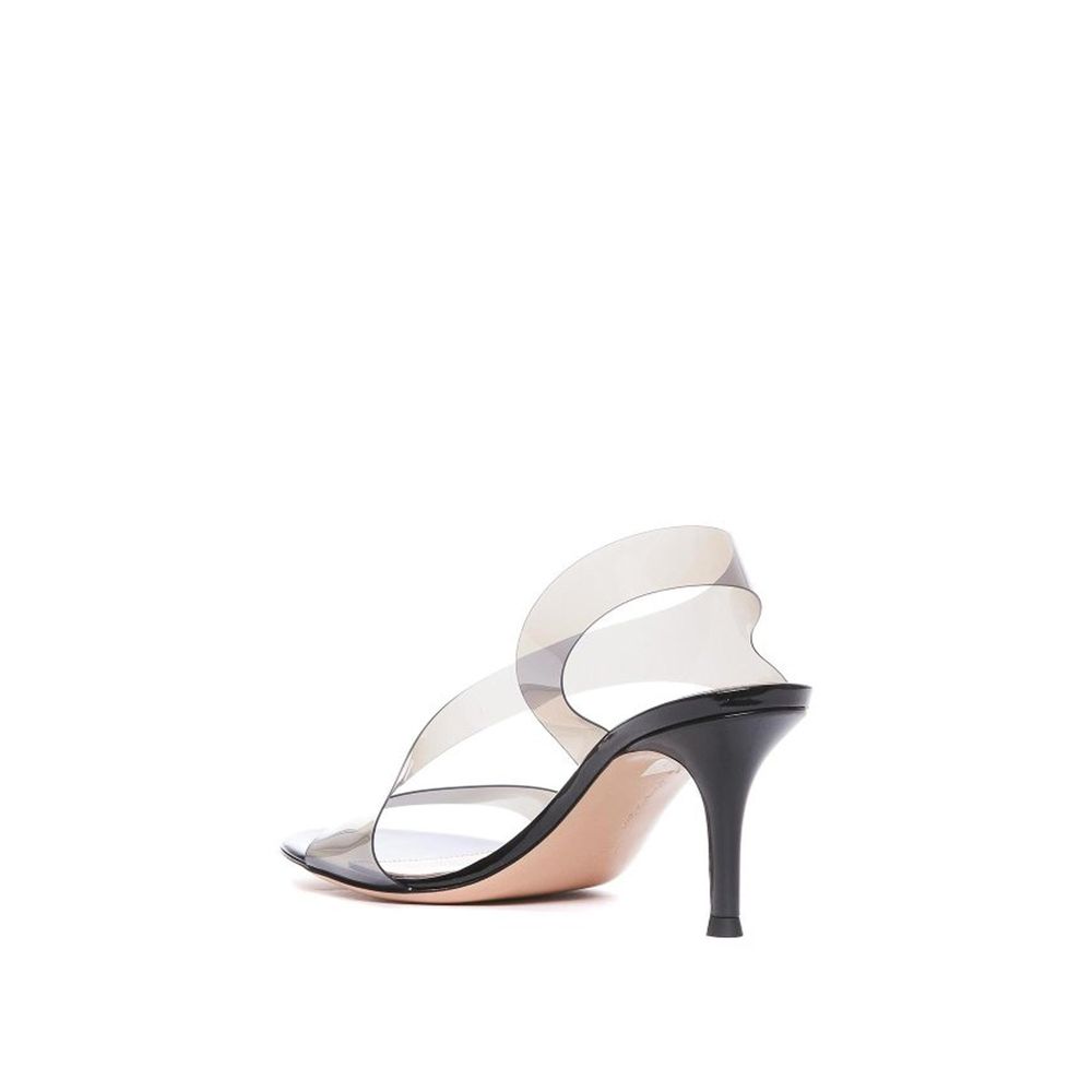 Gianvito Rossi Black Rubber Stiletto Heel Sandals