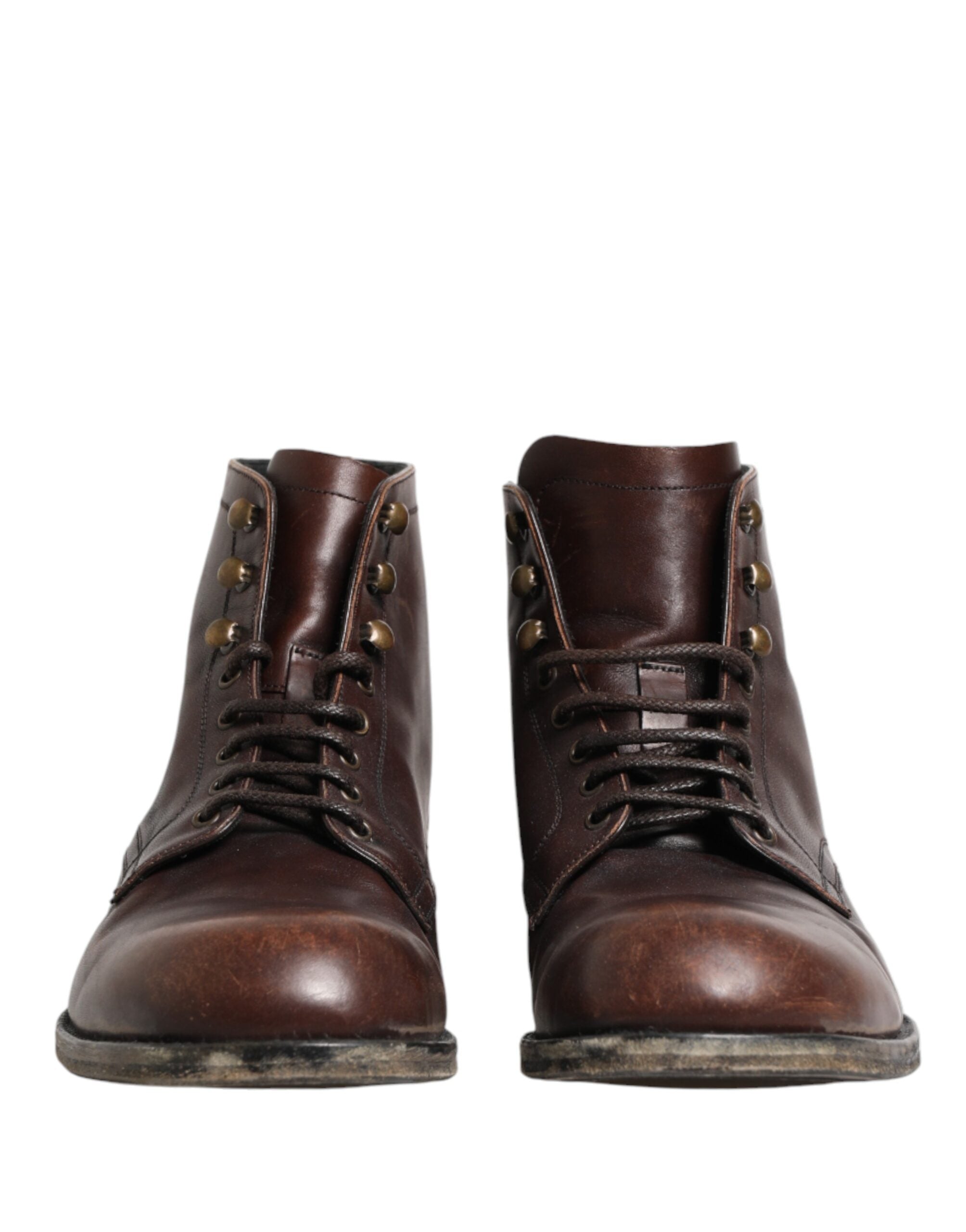 Dolce & Gabbana Brown Lace Up Short Ankle Boots Men Shoes
