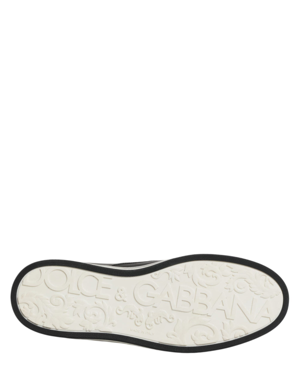 Dolce & Gabbana Black Leather Signature Figures Sneakers Shoes