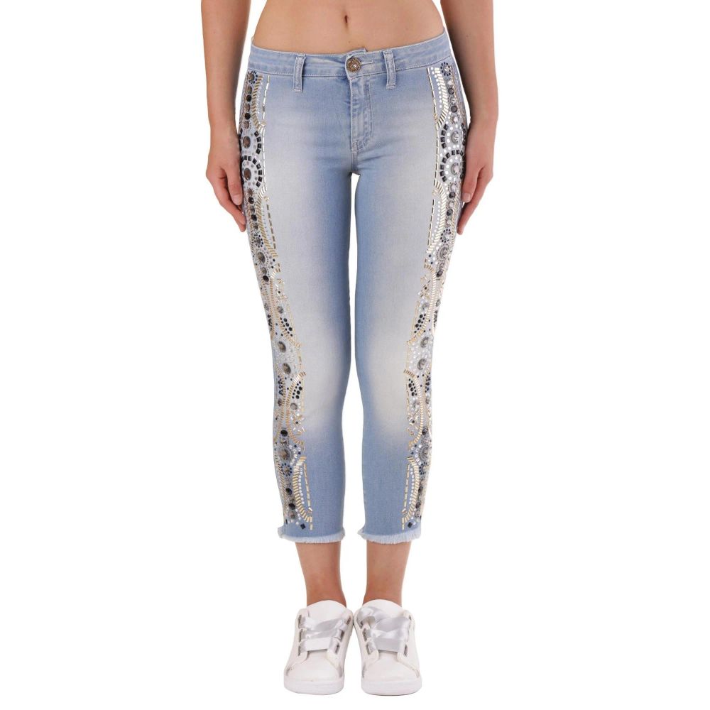 Met Blue Cotton Cropped Jeans