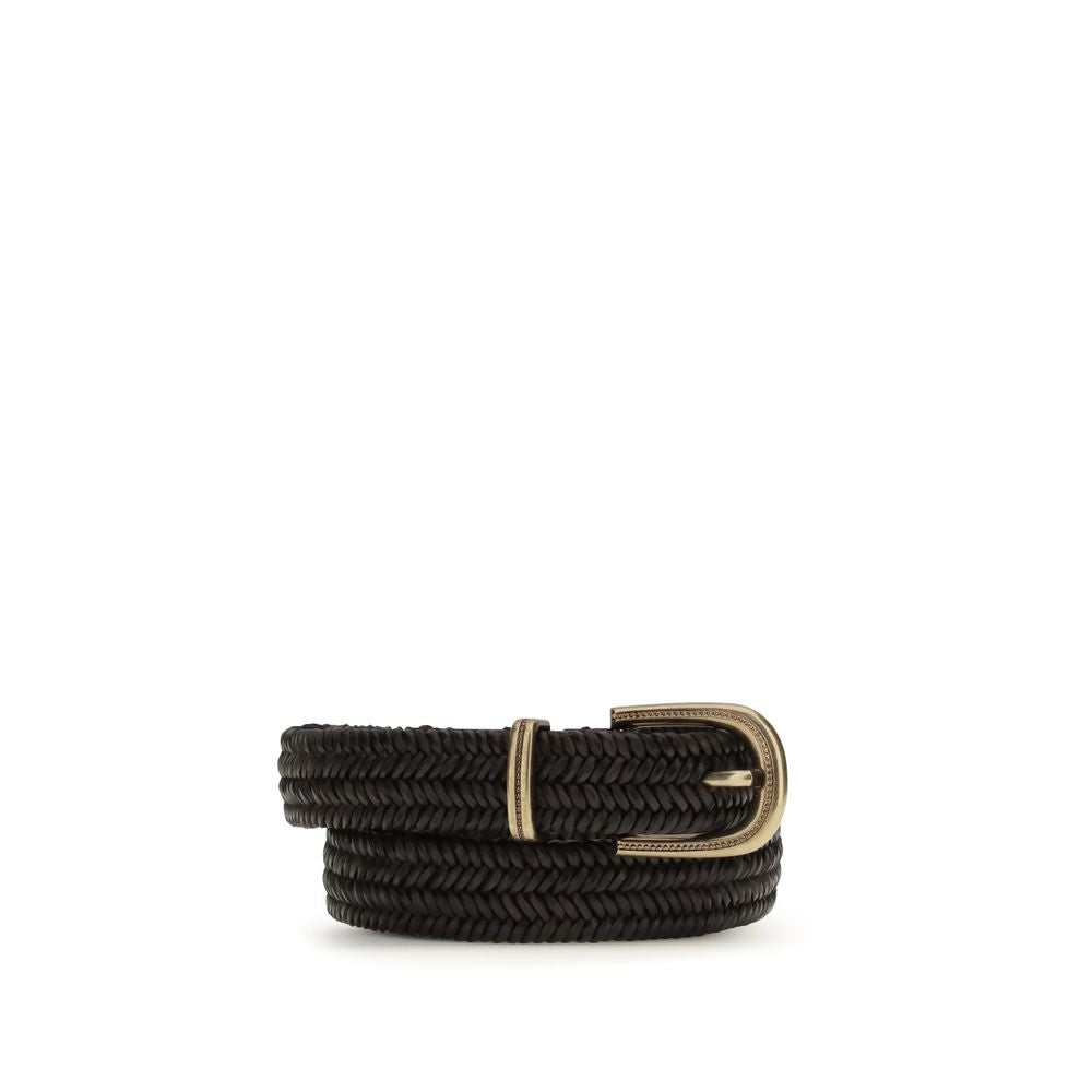 Brunello Cucinelli Black Calf Leather Bos Taurus Regular Belt