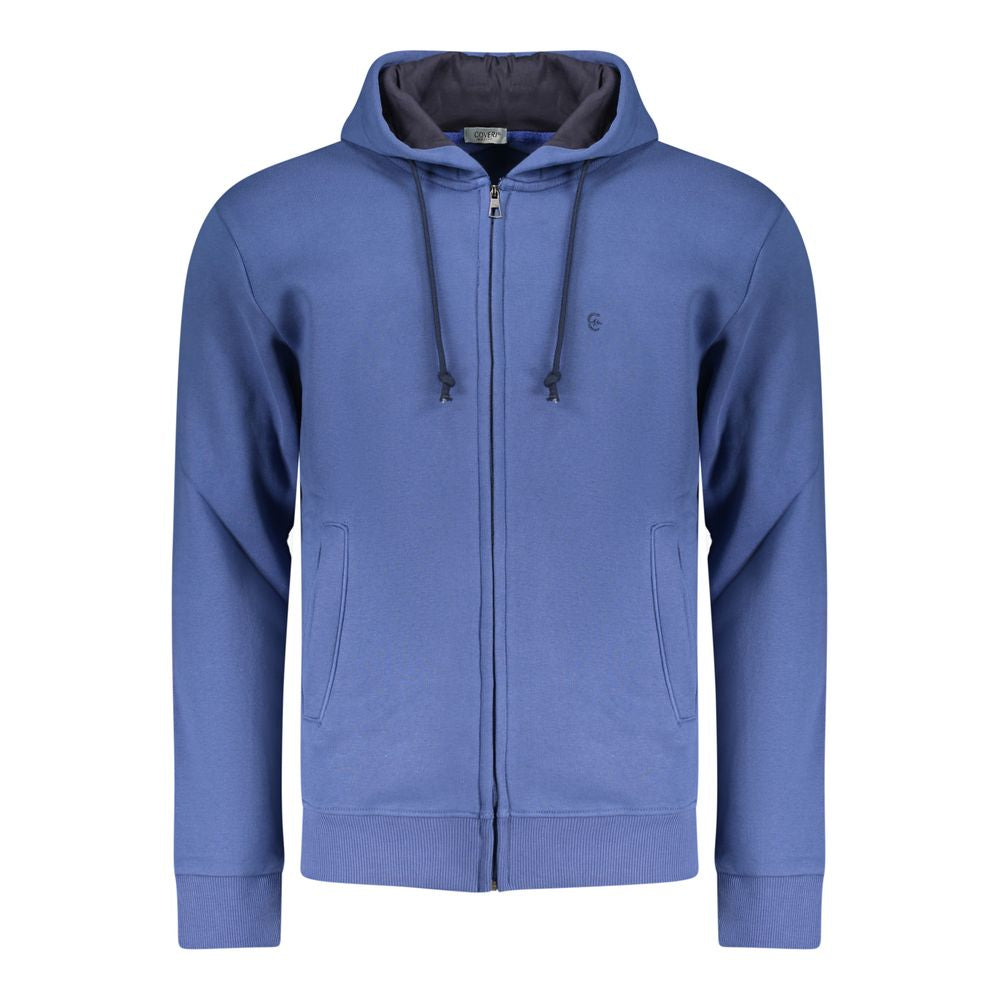Coveri Moving Blue Cotton Men's Hoodie Sweatshirt Coveri Moving