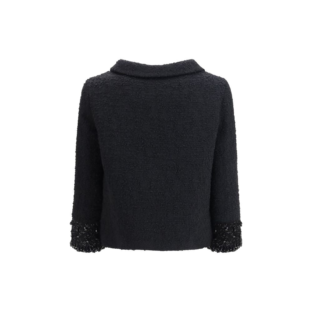 Valentino Garavani Black Wool Biker Jacket