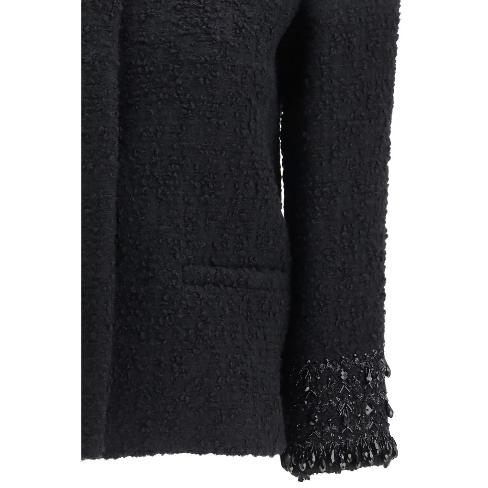 Valentino Garavani Black Wool Biker Jacket