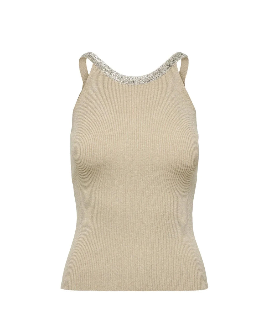 Only Beige Nylon  Elastane Tank Tops