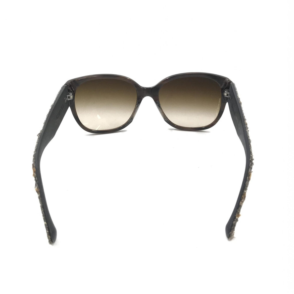 Chanel Brown Frame With Tweed Accents Sunglasses
