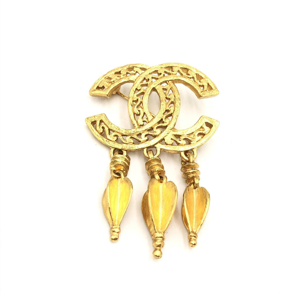 Chanel Gold Plated CC Logo Brooch