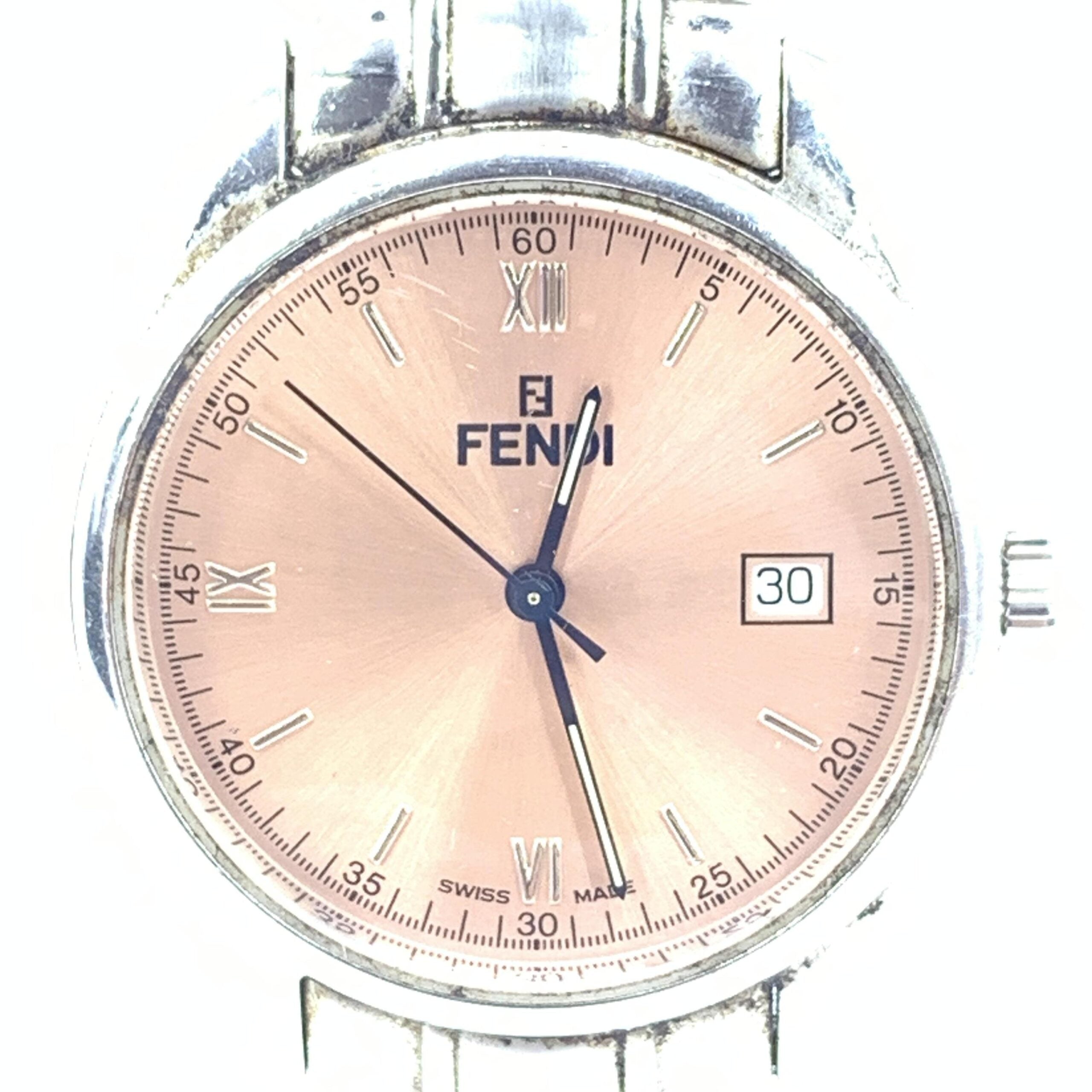 Fendi Pink Champagne Dial Quartz Watch, Stainless Steel
