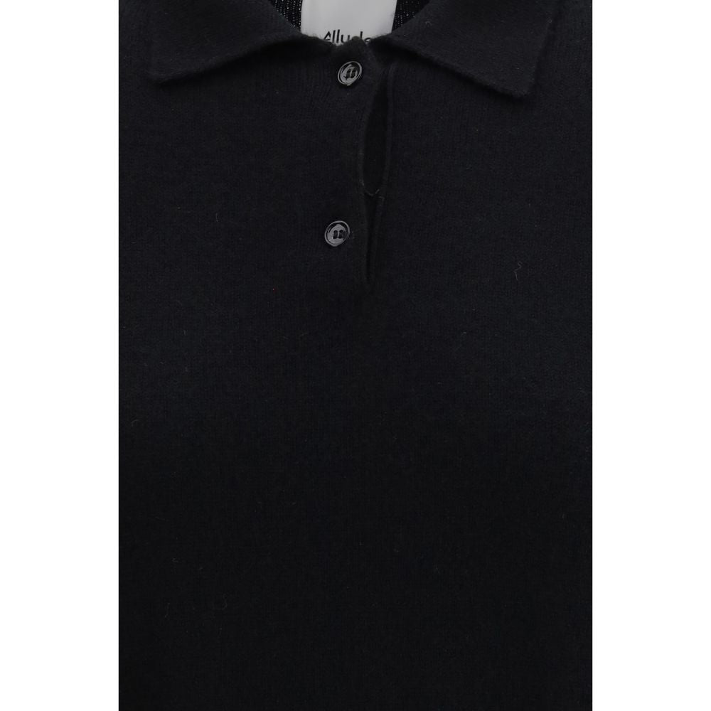 Allude Black Cashmere Polo Shirt
