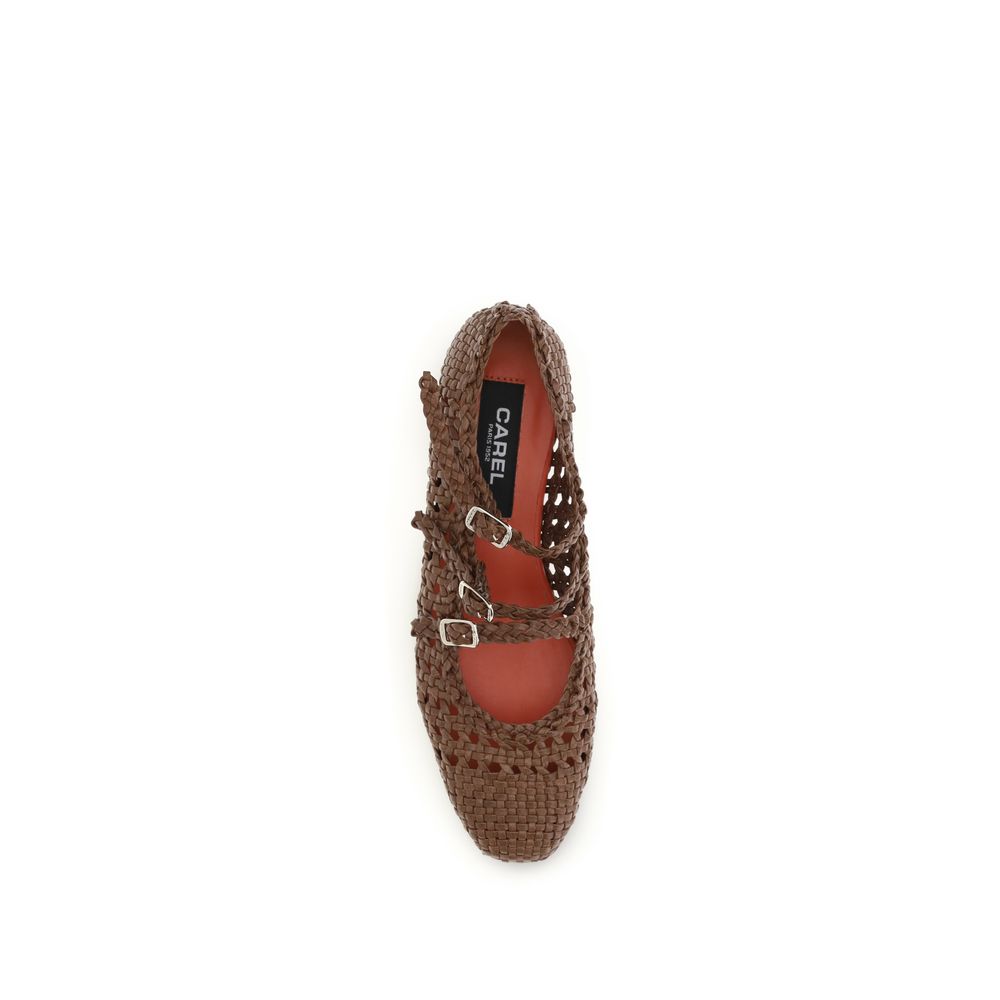 Carel Paris Brown Calf Leather Bos Taurus Ballet Flats