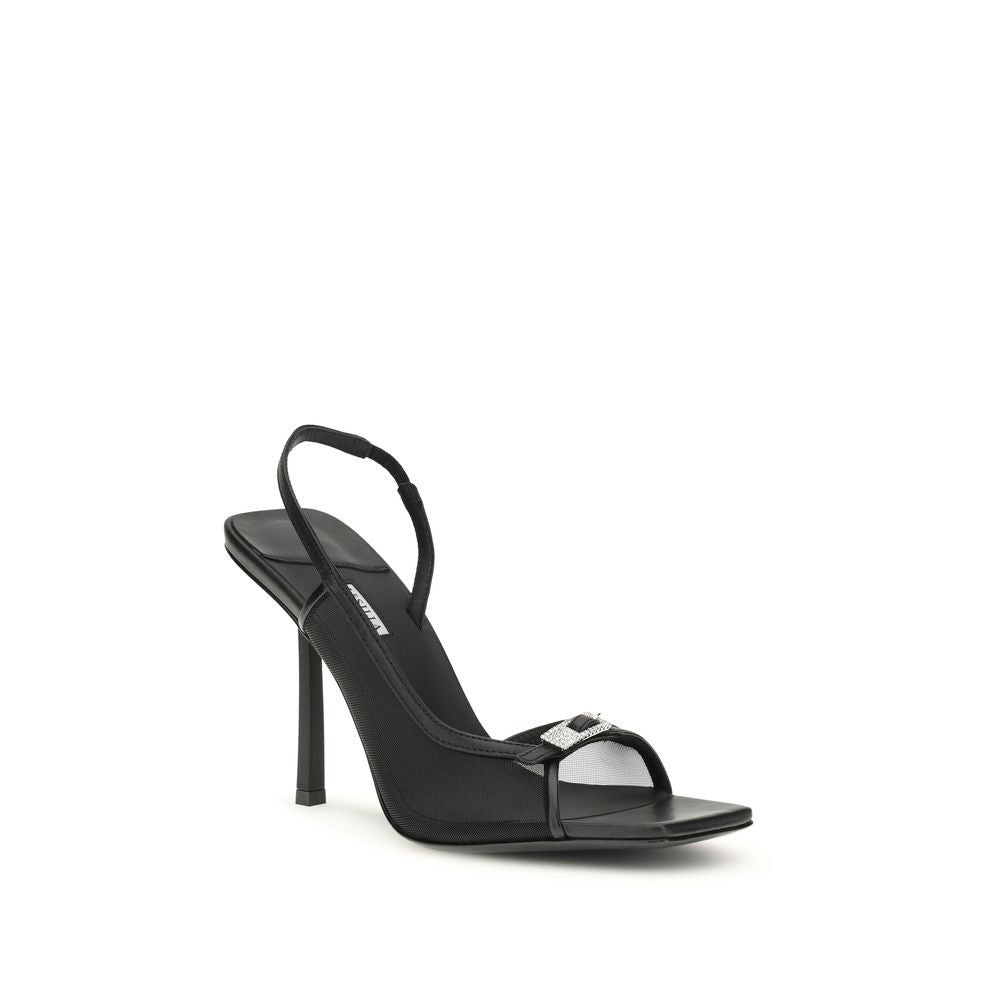 LE SILLA Black Calf Leather Bos Taurus Stiletto Heel Sandals LE SILLA