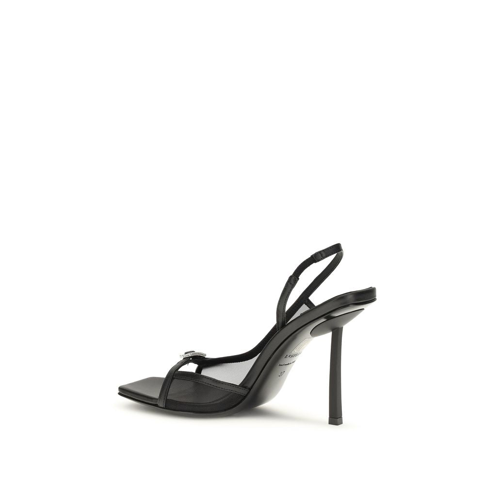 LE SILLA Black Calf Leather Bos Taurus Stiletto Heel Sandals LE SILLA