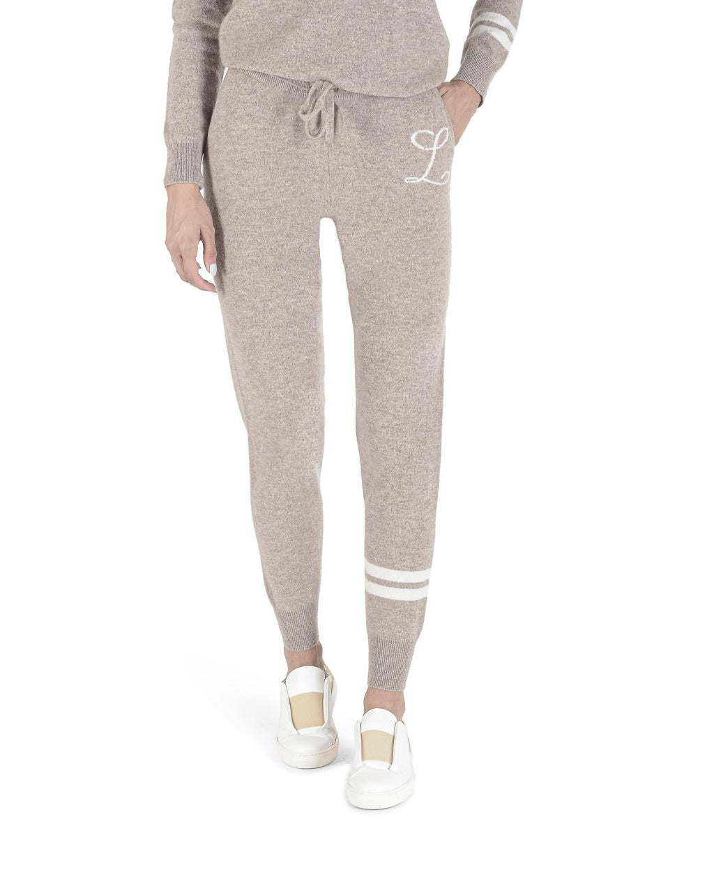 Crown of Edinburgh Cashmere Beige Cashmere Casual Pants