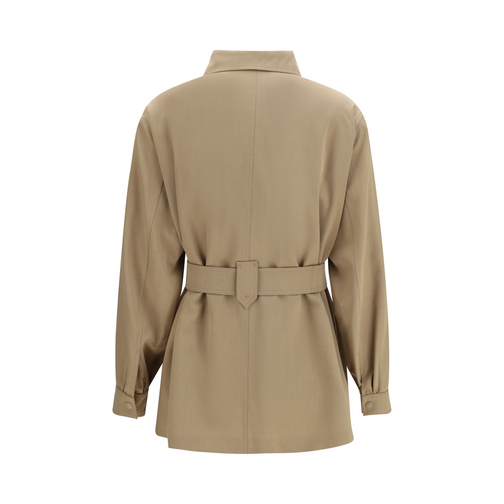 Max Mara Brown Wool Oves Aries Sleeveless Jacket