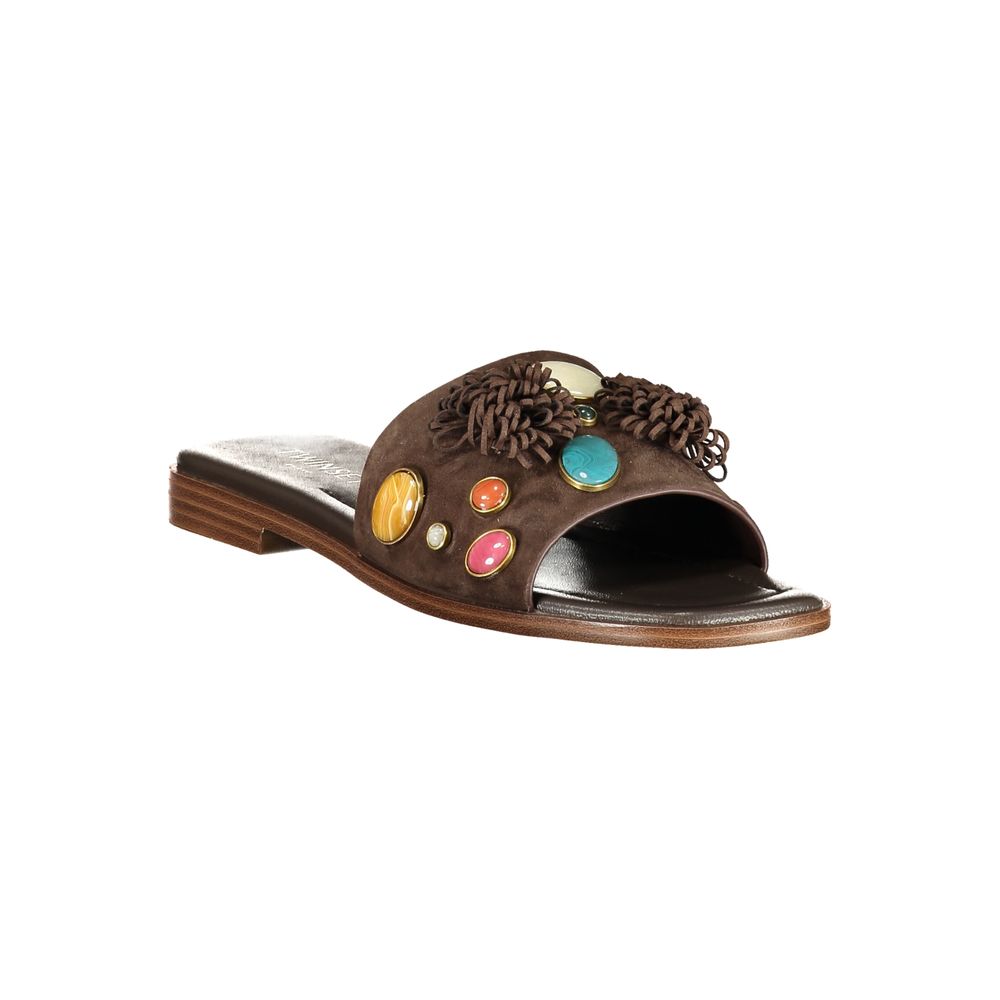 Twinset Marrone Leather Women Slipper Twinset