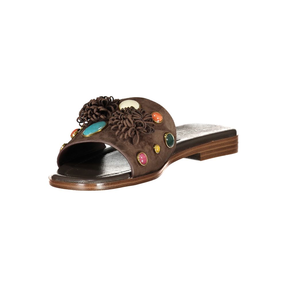 Twinset Marrone Leather Women Slipper Twinset