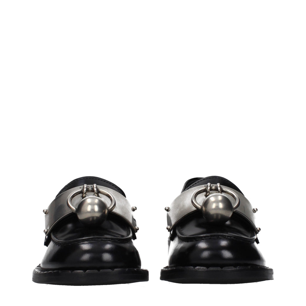 Prada Black Leather Slip-On Loafers