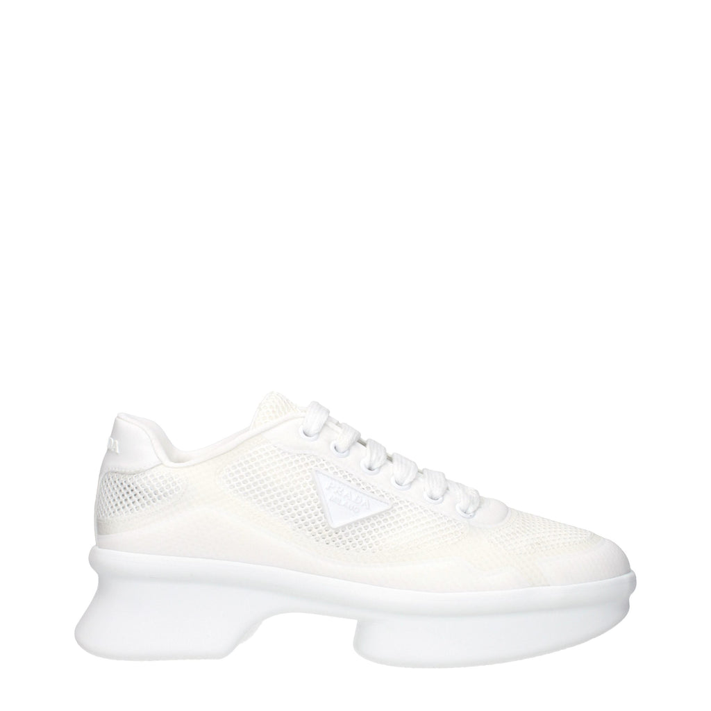 Prada White Fabric Low Top Sneakers