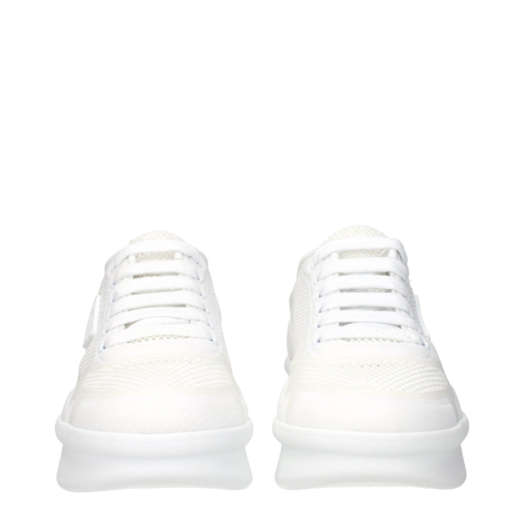 Prada White Fabric Low Top Sneakers