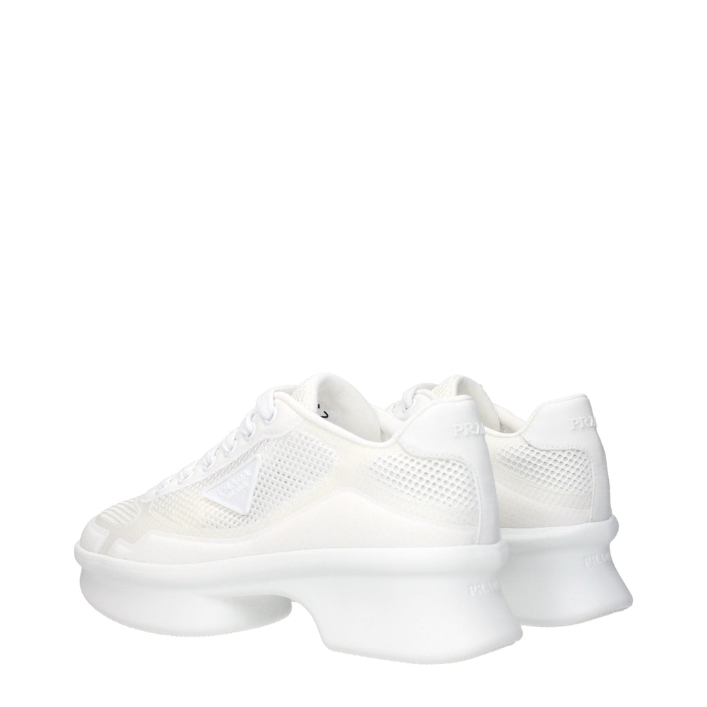 Prada White Fabric Low Top Sneakers