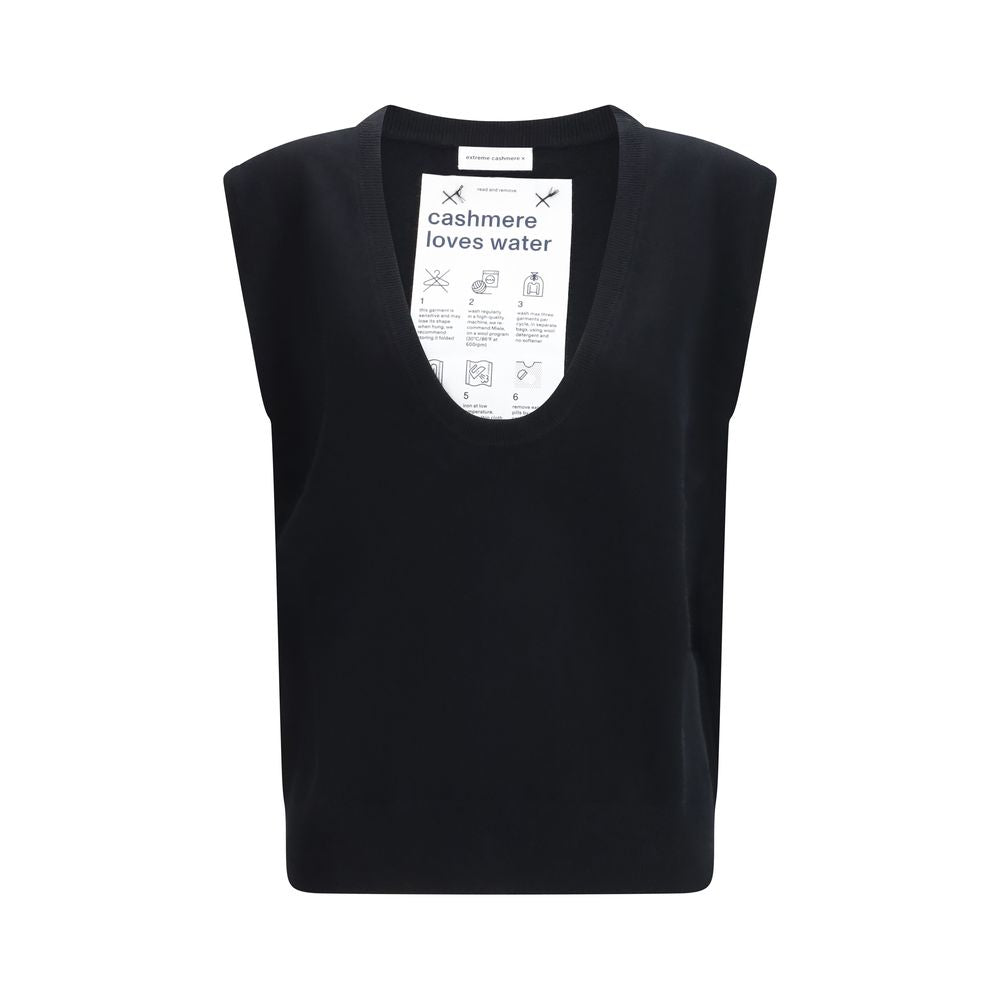 Extreme Cashmere Black Elastane Sleeveles Sweater