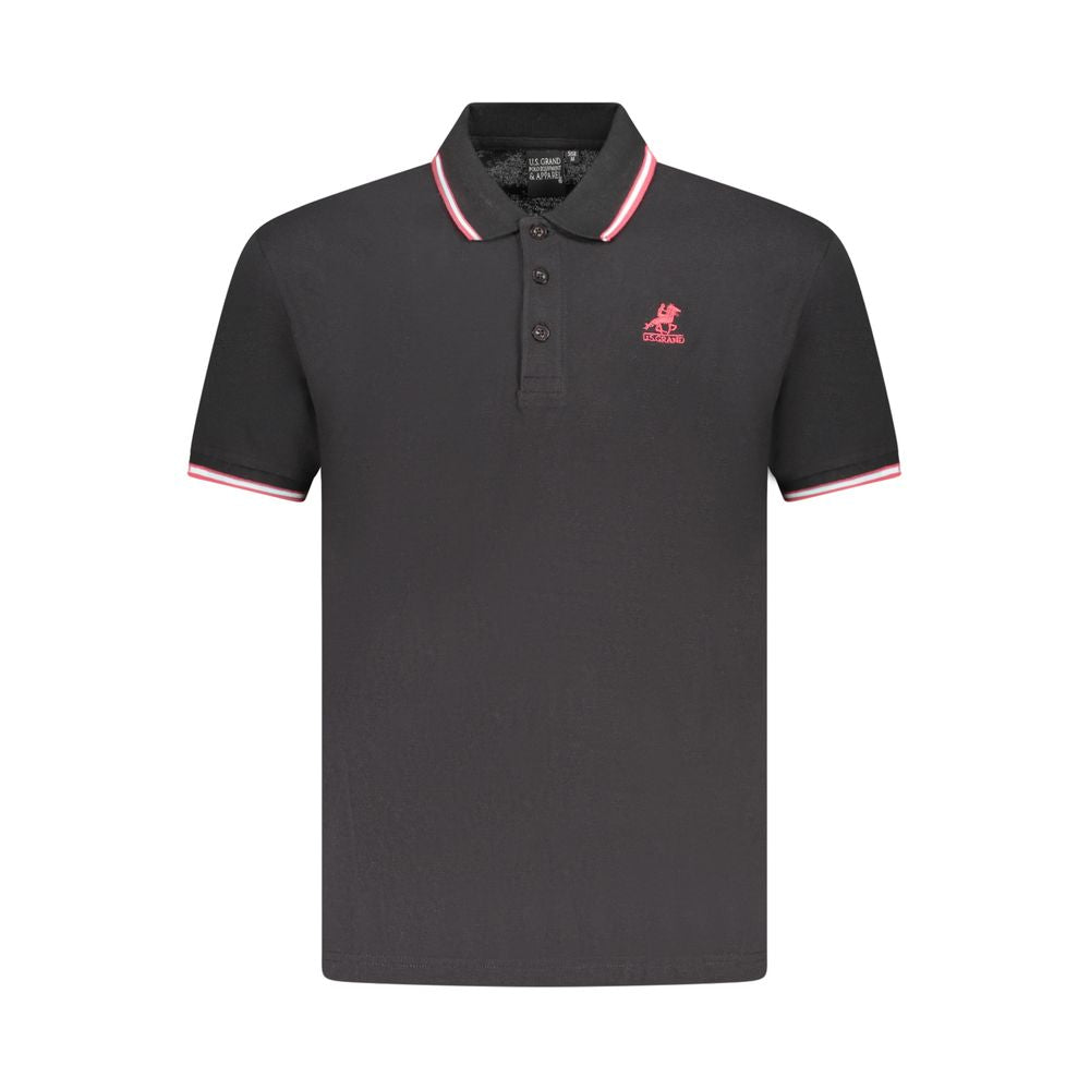 U.S. Grand Polo Black Cotton Mens Polo Shirt