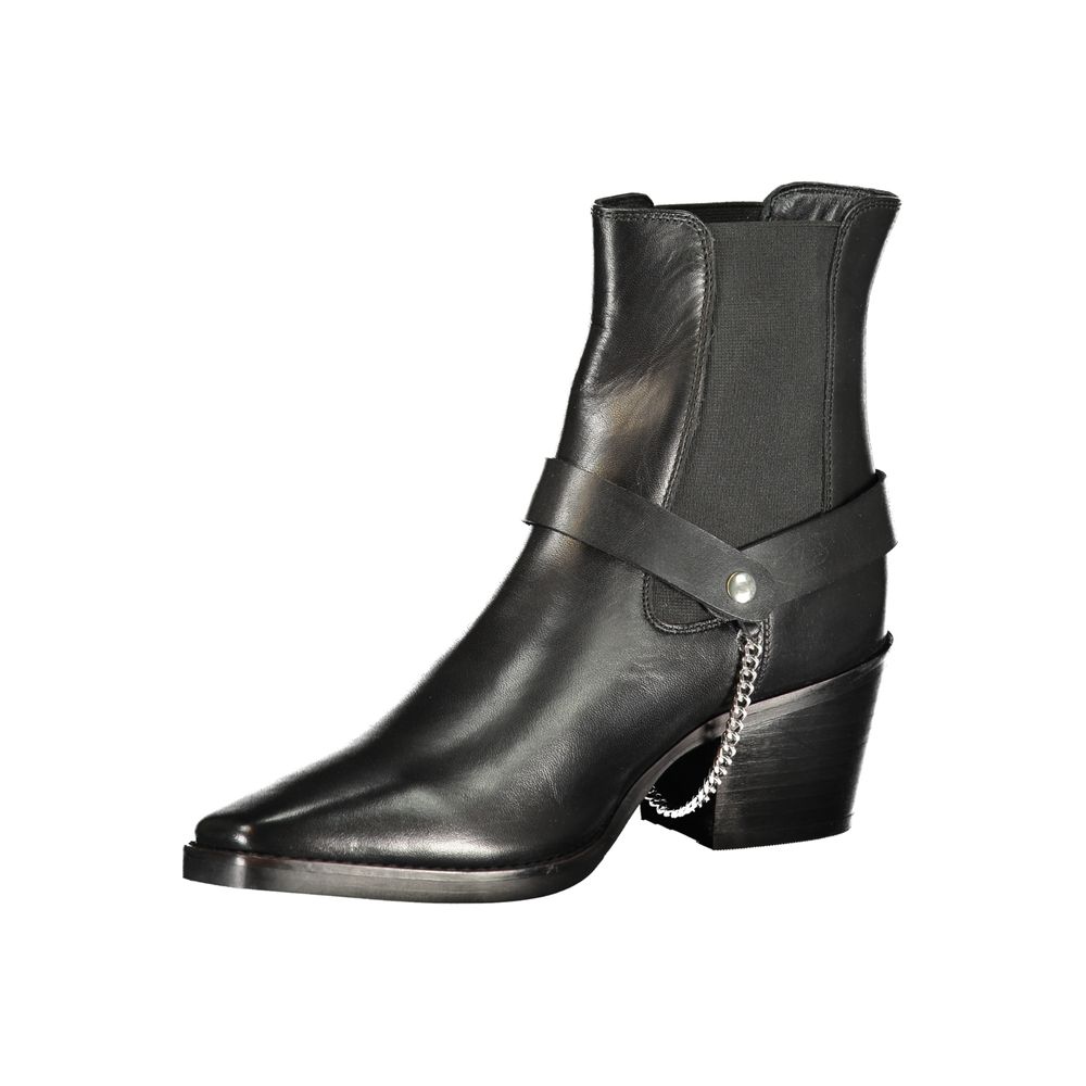 Cafenoir Black Leather Women Ankle Boot