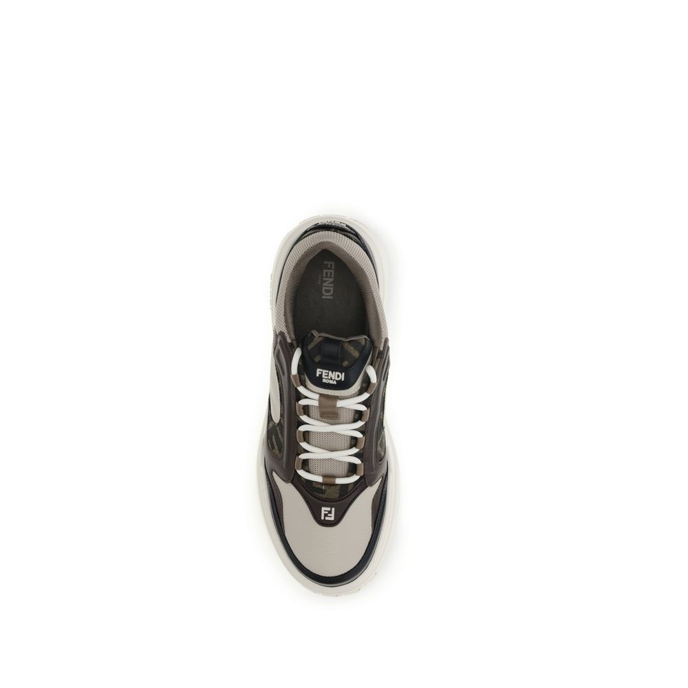 Fendi Black Calf Leather Bos Taurus Chunky Sneakers