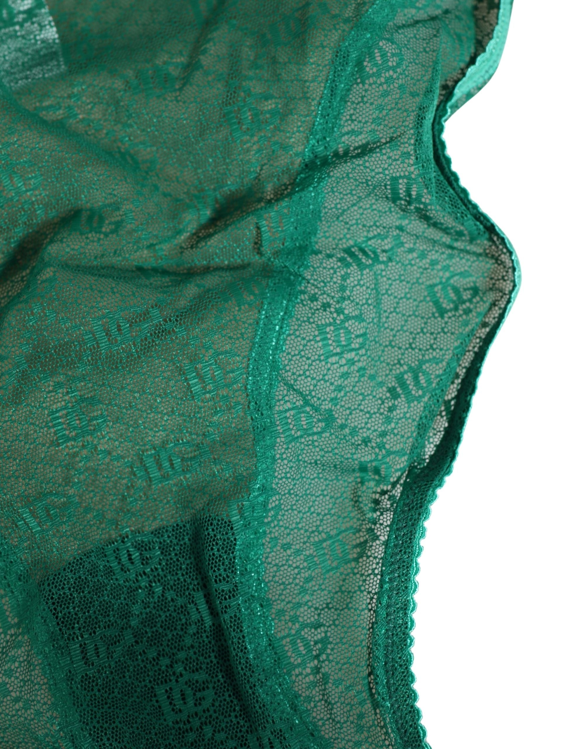 Dolce & Gabbana Green Lace Nylon DG Lingerie Panty Brief Underwear