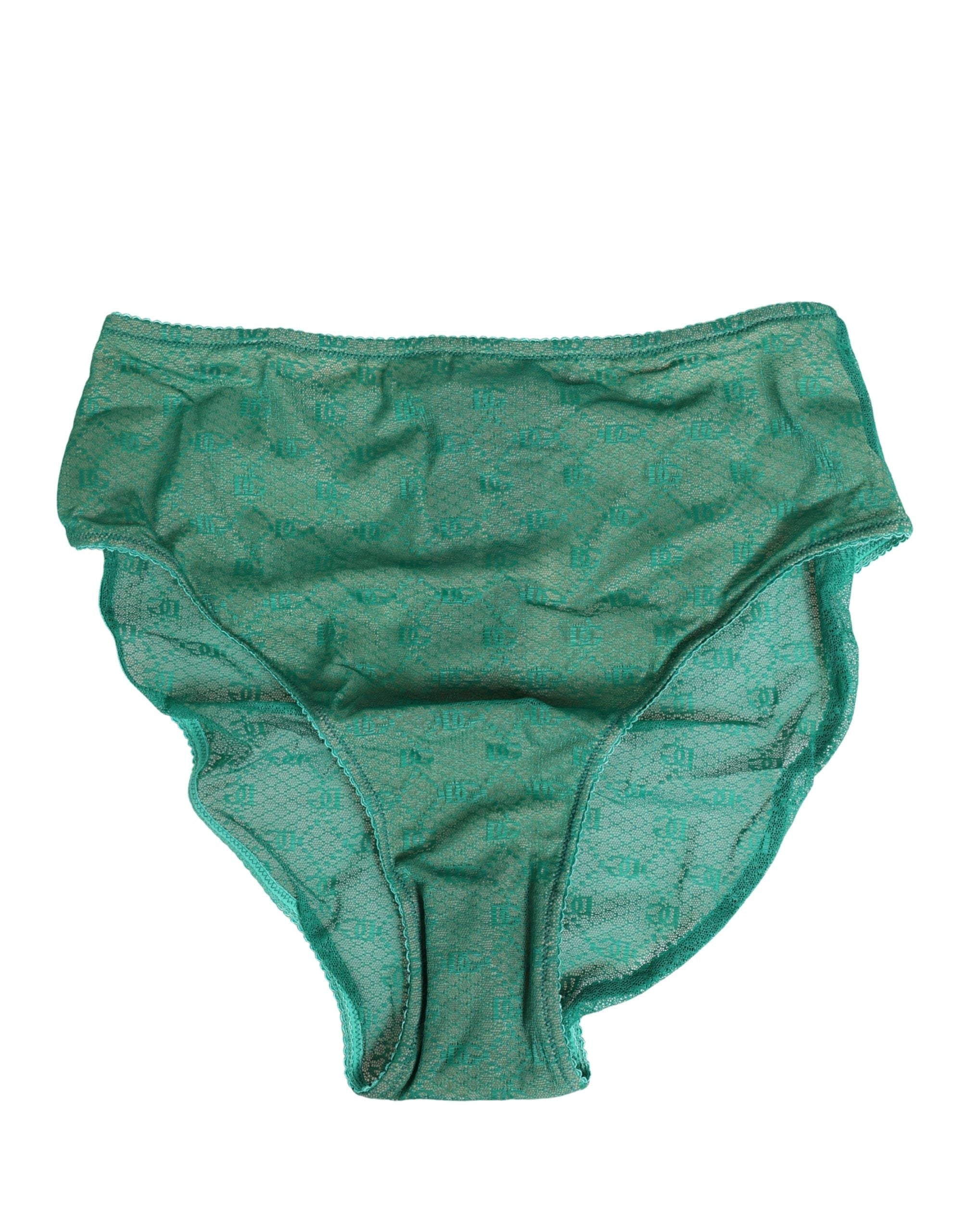 Dolce & Gabbana Green Lace Nylon DG Lingerie Panty Brief Underwear