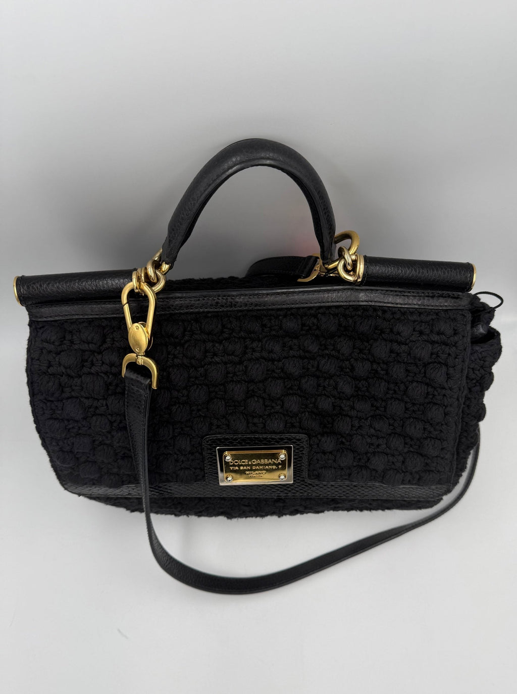 Dolce & Gabbana DOLCE & GABBANA Sicily Python and Macramé Handbag