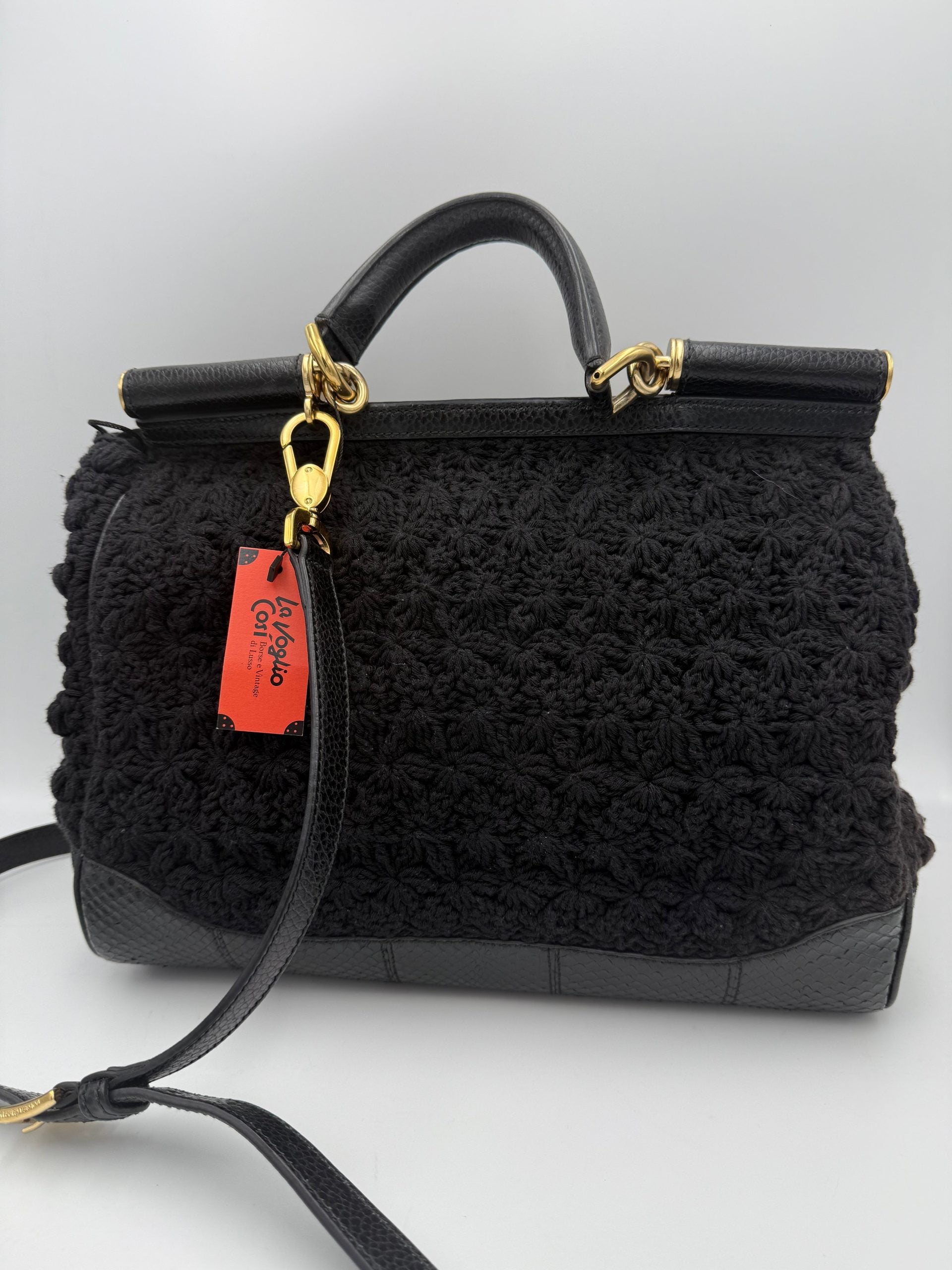 Dolce & Gabbana DOLCE & GABBANA Sicily Python and Macramé Handbag