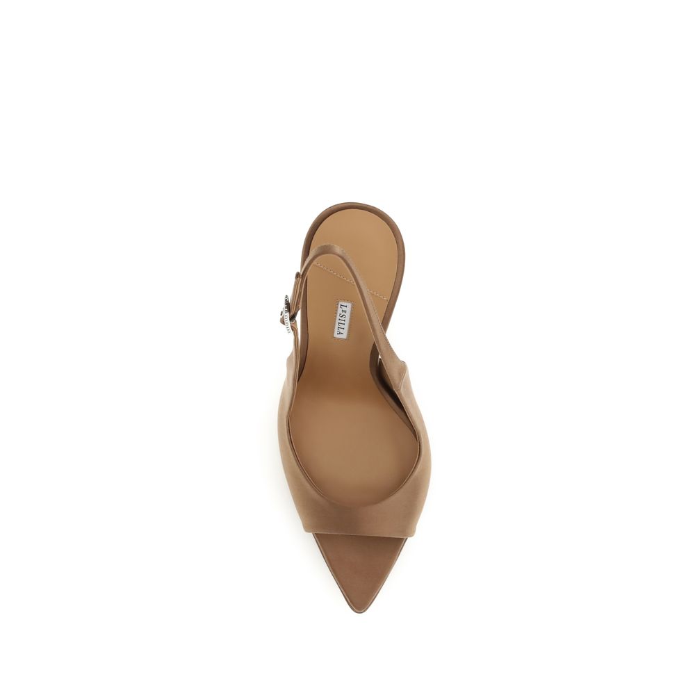 LE SILLA Brown Silk Stiletto Heel Sandals