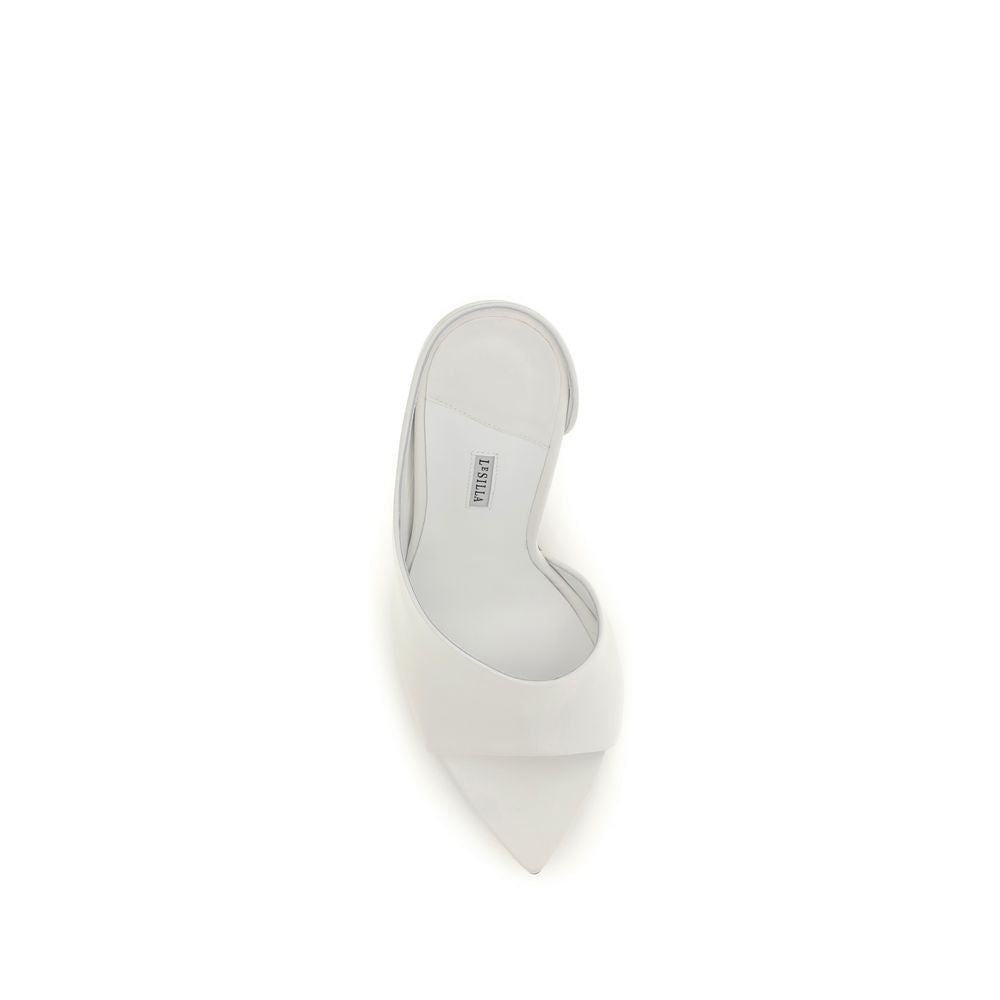 LE SILLA White Calf Leather Bos Taurus Stiletto Heel Sandals