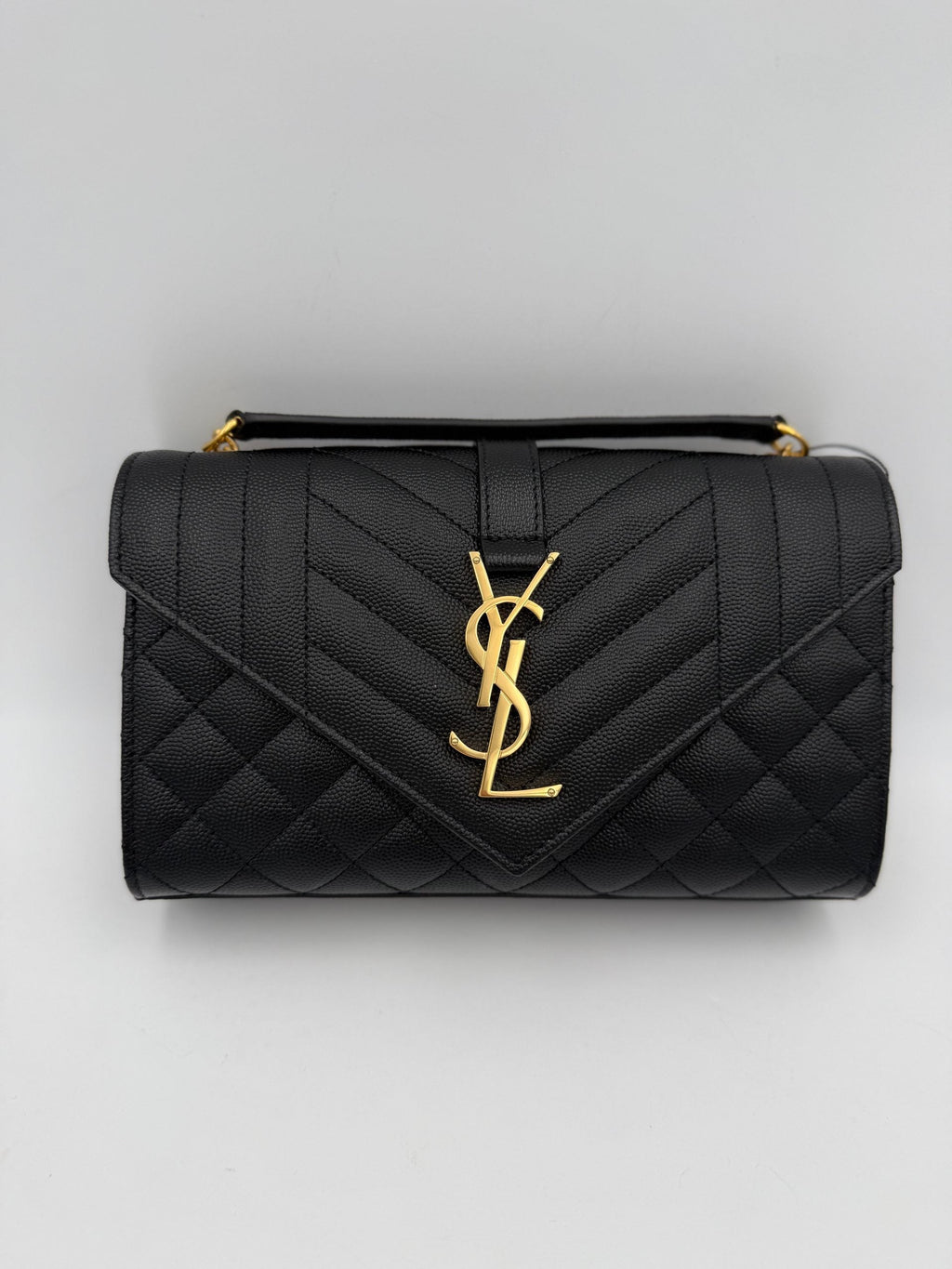 Saint Laurent SAINT LAURENT ENVELOPE SMALL in Black Grained Leather Handbag