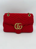 Gucci GUCCI MARMONT Red Velvet Handbag