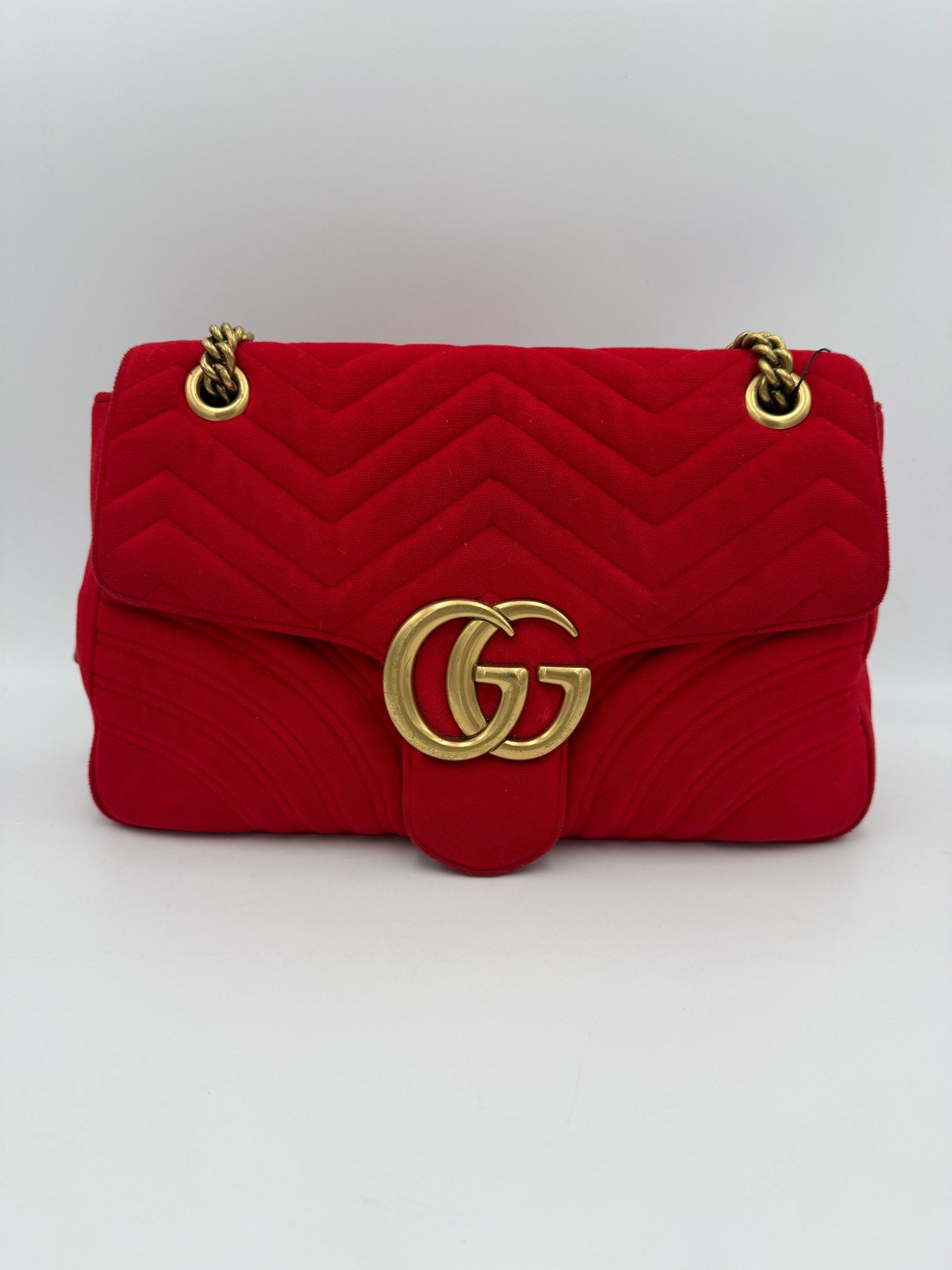 Gucci GUCCI MARMONT Red Velvet Handbag