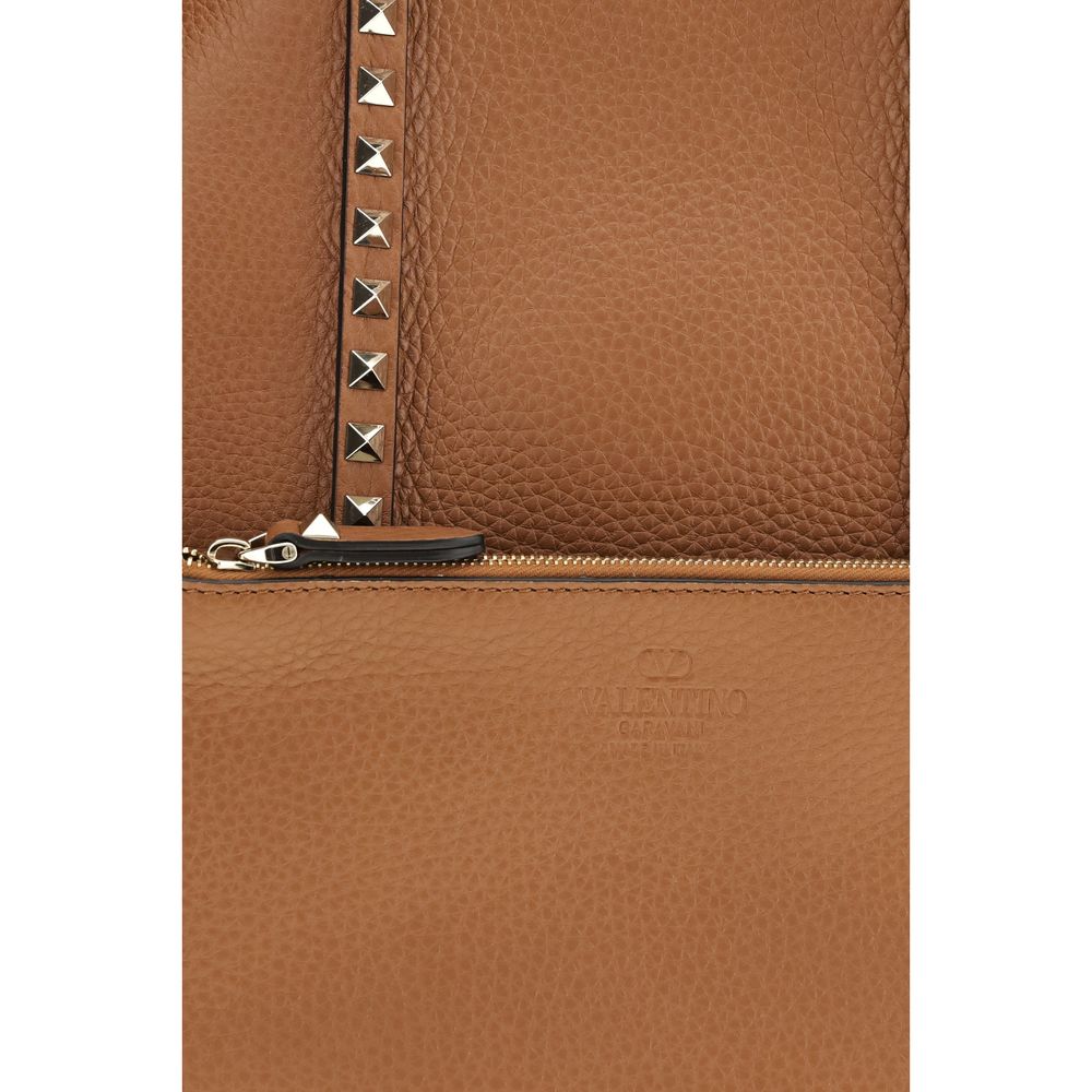 Valentino Garavani Brown Calf Leather Bos Taurus Shoulder Bag Valentino Garavani