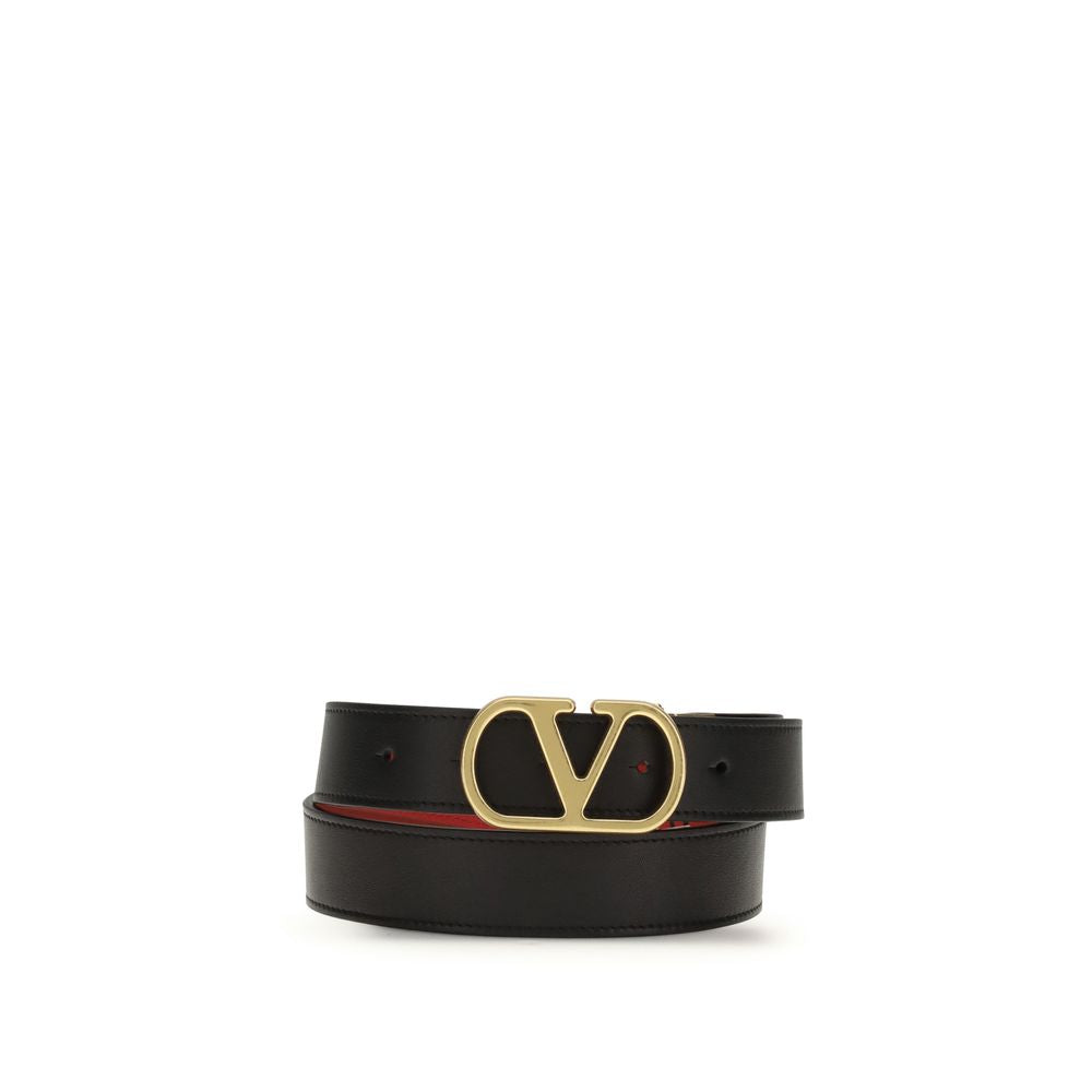 Valentino Garavani Black Calf Leather Bos Taurus Regular Belt Valentino Garavani