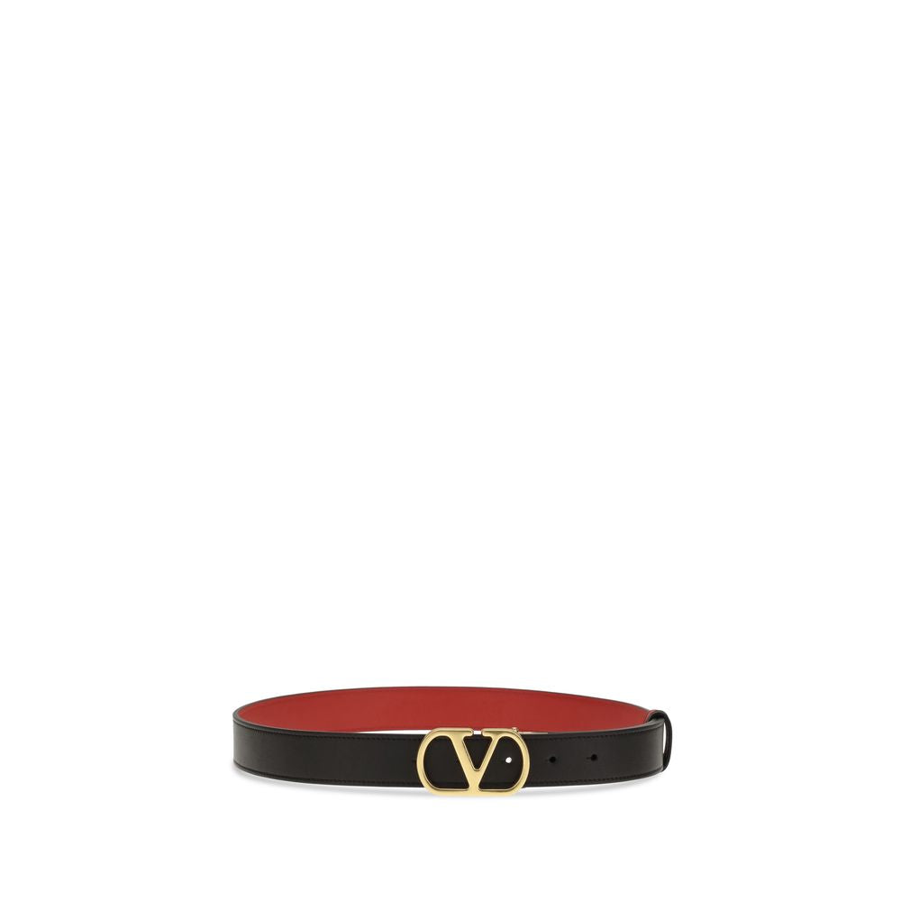 Valentino Garavani Black Calf Leather Bos Taurus Regular Belt Valentino Garavani