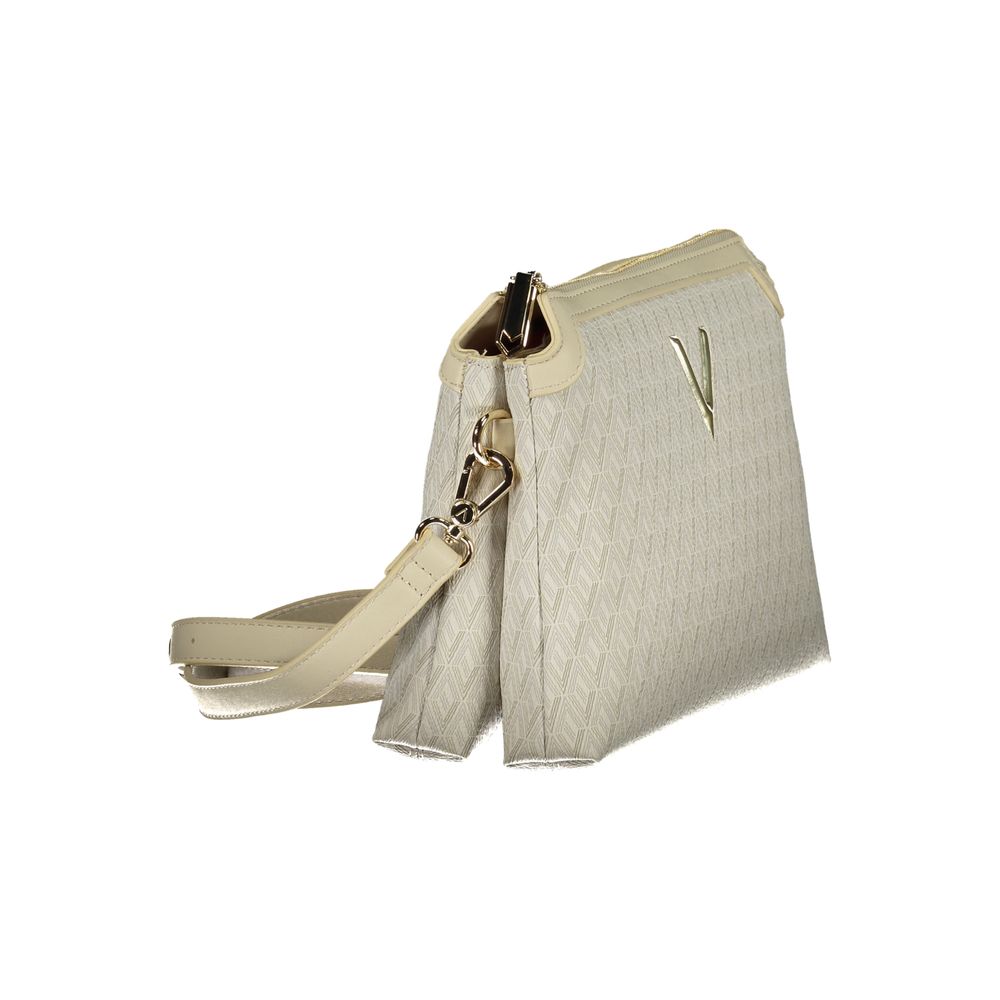 Mario Valentino Beige Polyurethane Women's Bag with Adjustable Shoulder Strap