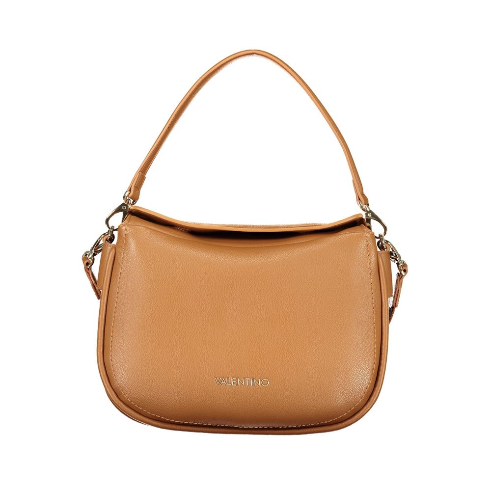 Mario Valentino Brown Polyurethane Women's Bag with Removable Shoulder Strap
