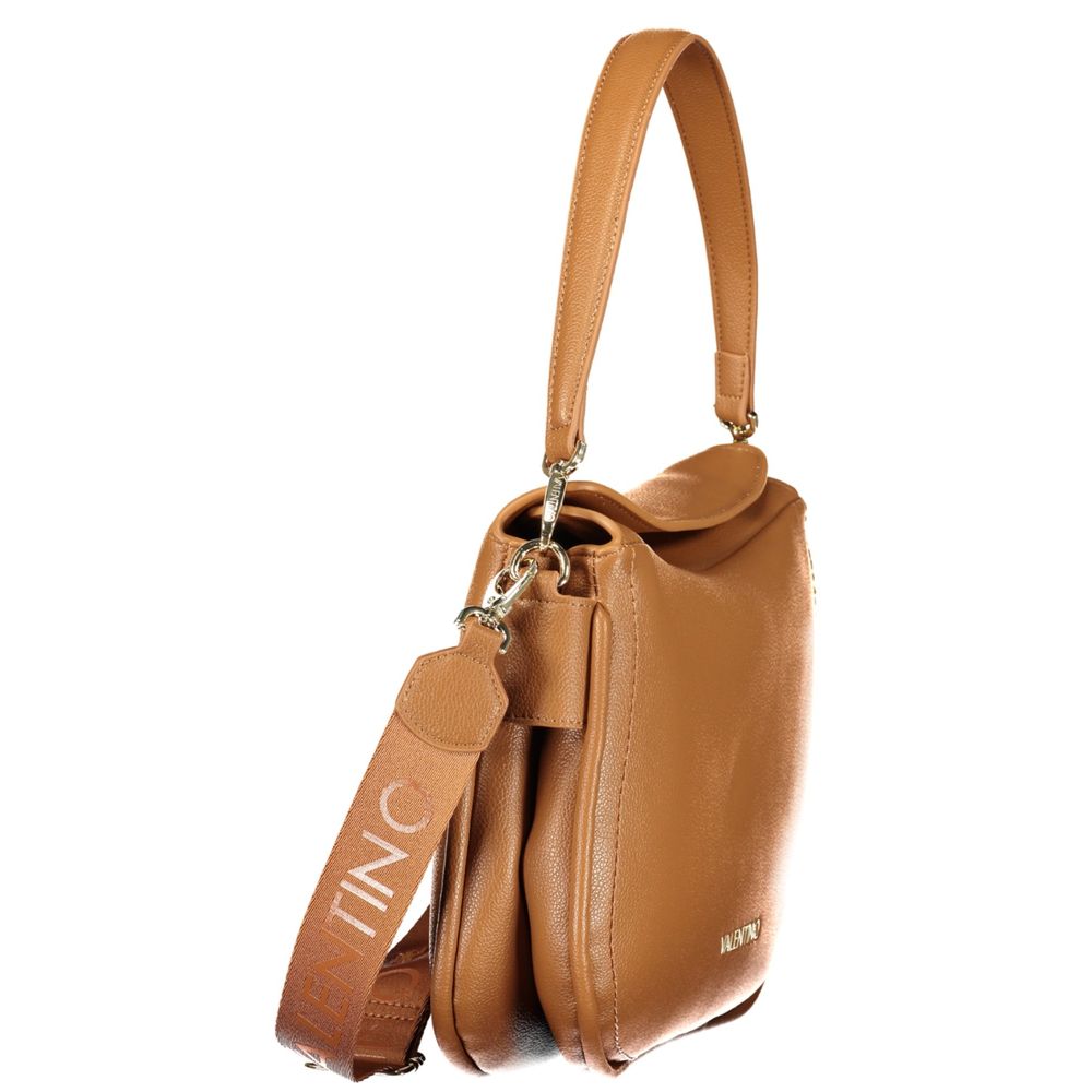Mario Valentino Brown Polyurethane Women's Bag with Removable Shoulder Strap