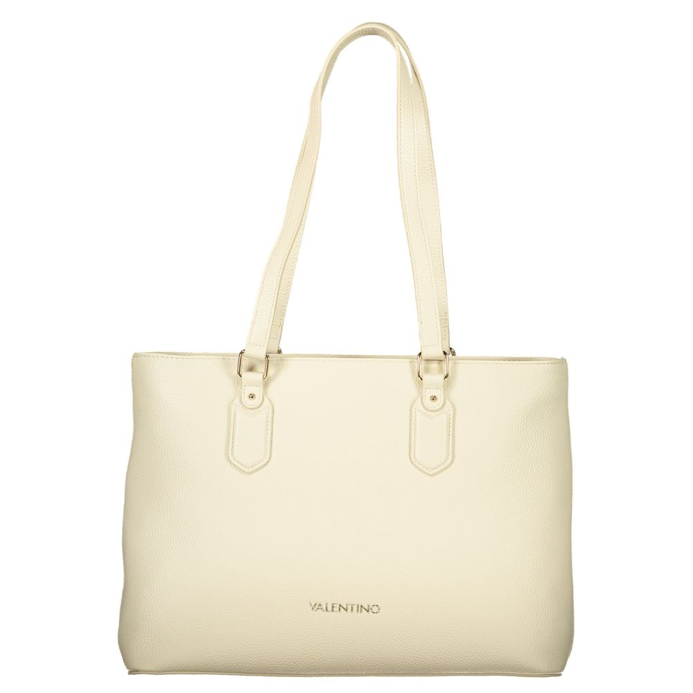Mario Valentino Beige Polyurethane Women's Shoulder Bag with Internal Pocket