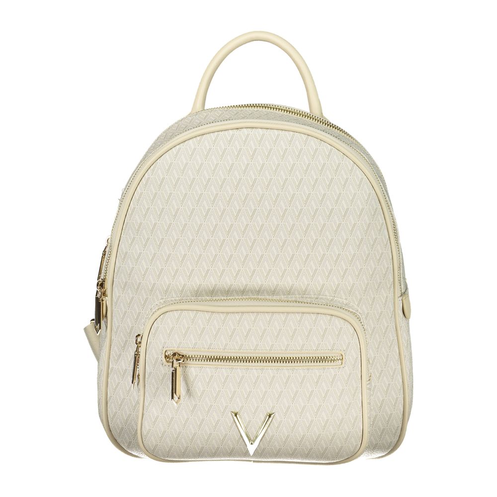Mario Valentino Beige Polyurethane Women's Backpack with Adjustable Straps