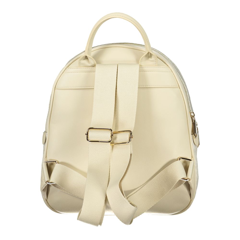 Mario Valentino Beige Polyurethane Women's Backpack with Adjustable Straps Mario Valentino