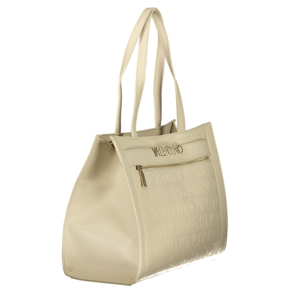 Mario Valentino Beige Polyurethane Womens Bag With Multiple Pockets